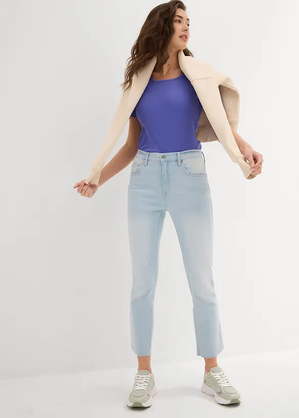 Džíny Flared, High Waist, zkrácené, bonprix