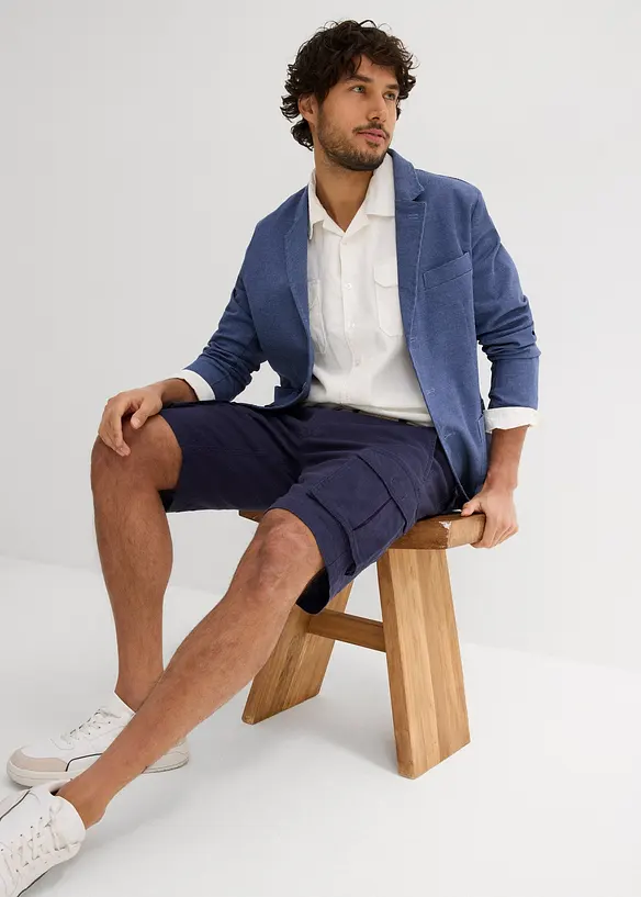 Cargo bermudy s podílem lnu a s páskem, Regular Fit, bonprix