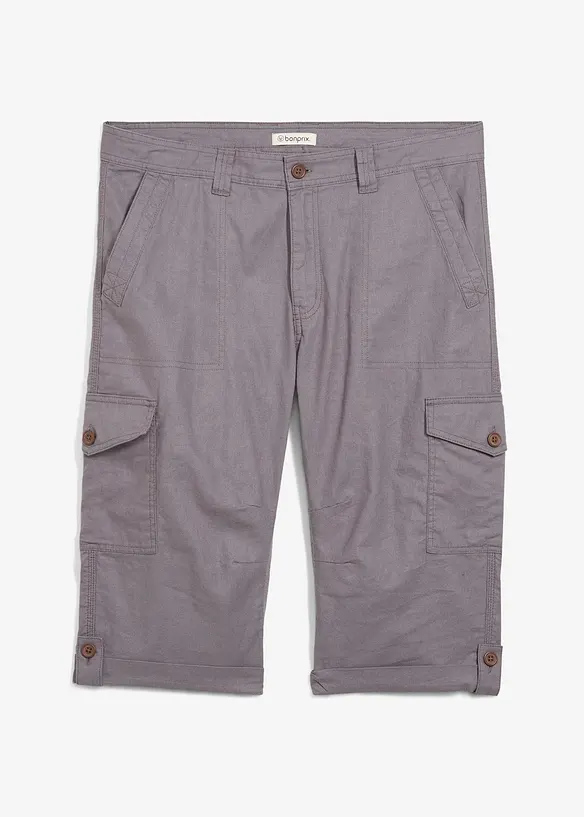 Dlouhé cargo bermudy Regular Fit, ze vzdušné lněné směsi, bonprix