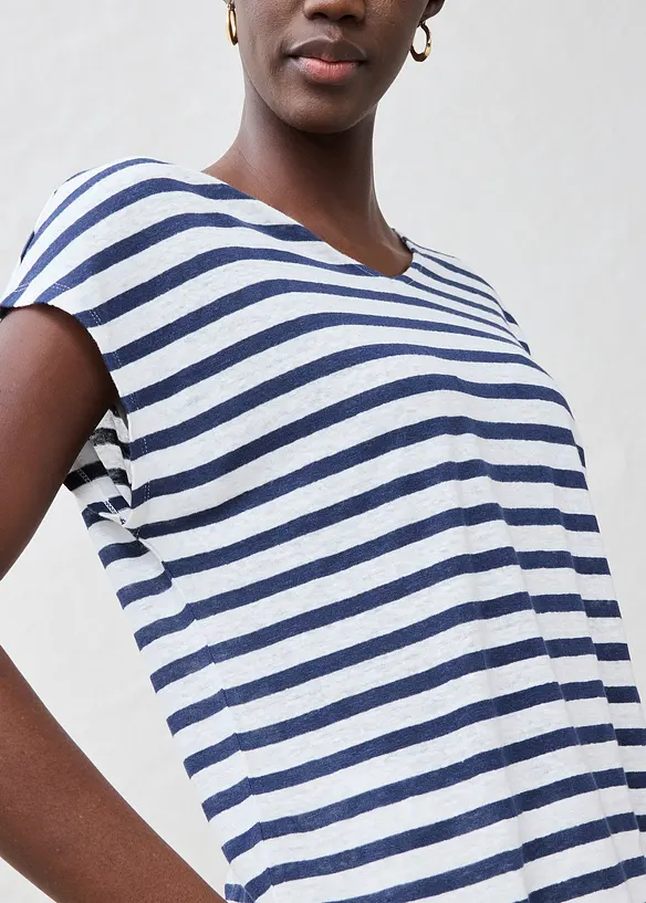 Tričko z čist&eacute;ho lnu, s netop&yacute;ř&iacute;mi ruk&aacute;vy, bonprix