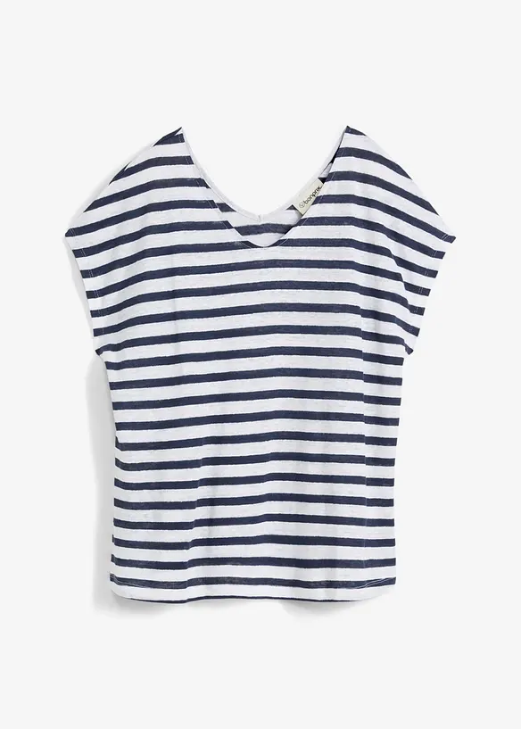 Tričko z čist&eacute;ho lnu, s netop&yacute;ř&iacute;mi ruk&aacute;vy, bonprix