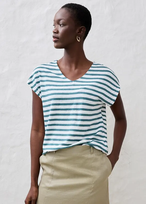 Tričko z čistého lnu, s netopýřími rukávy, bonprix