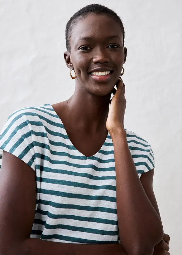 Tričko z čistého lnu, s netopýřími rukávy, bonprix