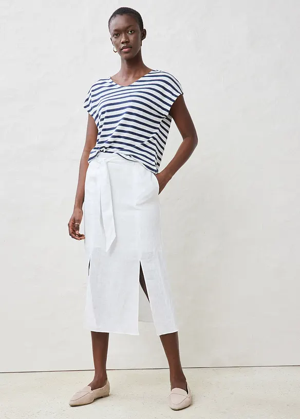 Tričko z čist&eacute;ho lnu, s netop&yacute;ř&iacute;mi ruk&aacute;vy, bonprix