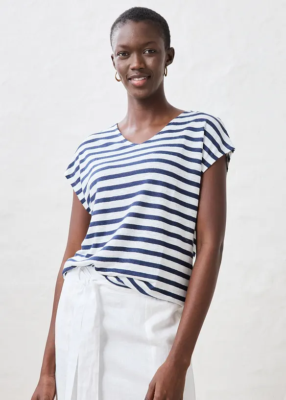 Tričko z čist&eacute;ho lnu, s netop&yacute;ř&iacute;mi ruk&aacute;vy, bonprix