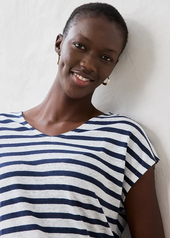 Tričko z čist&eacute;ho lnu, s netop&yacute;ř&iacute;mi ruk&aacute;vy, bonprix