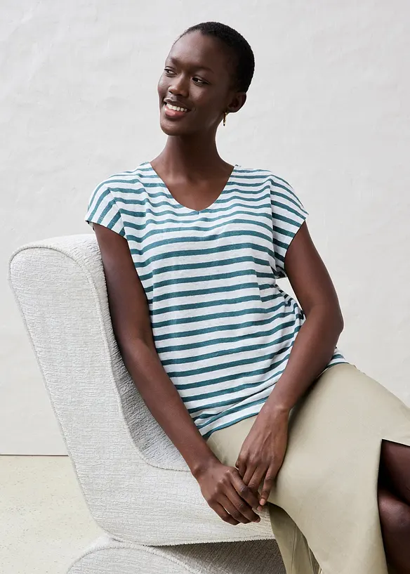 Tričko z čistého lnu, s netopýřími rukávy, bonprix