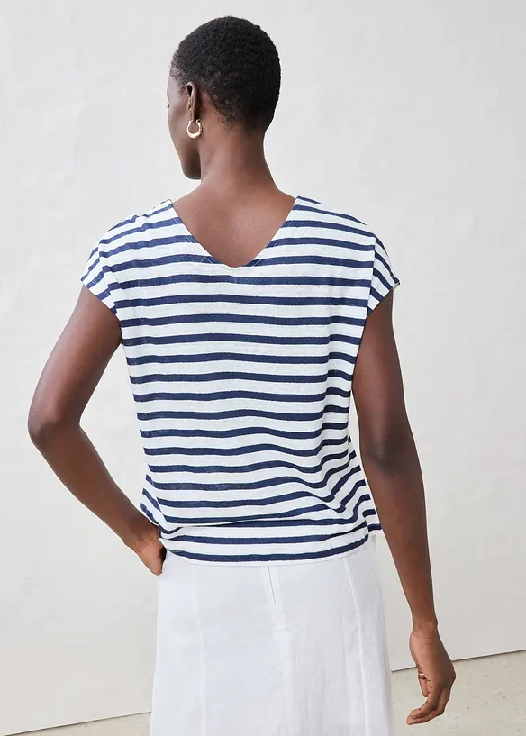 Tričko z čist&eacute;ho lnu, s netop&yacute;ř&iacute;mi ruk&aacute;vy, bonprix