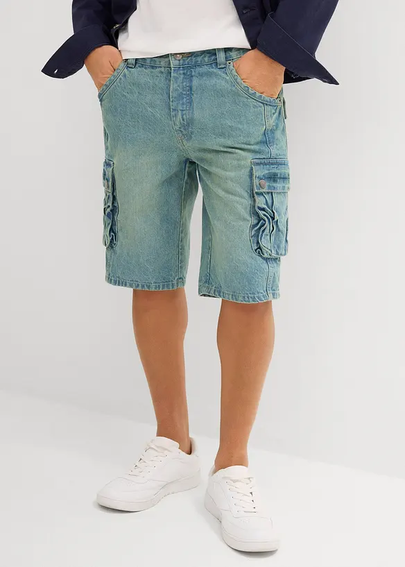 Cargo džínové bermudy, Regular Fit, bonprix