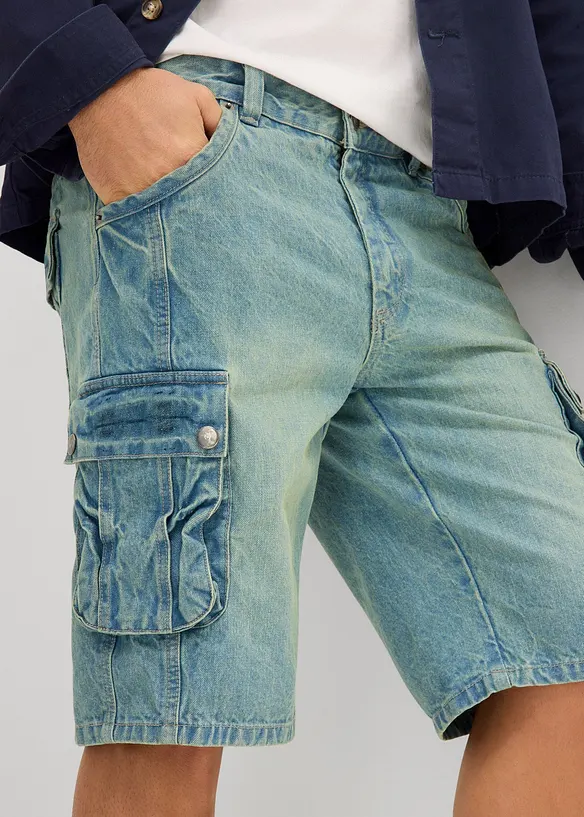 Cargo džínové bermudy, Regular Fit, bonprix