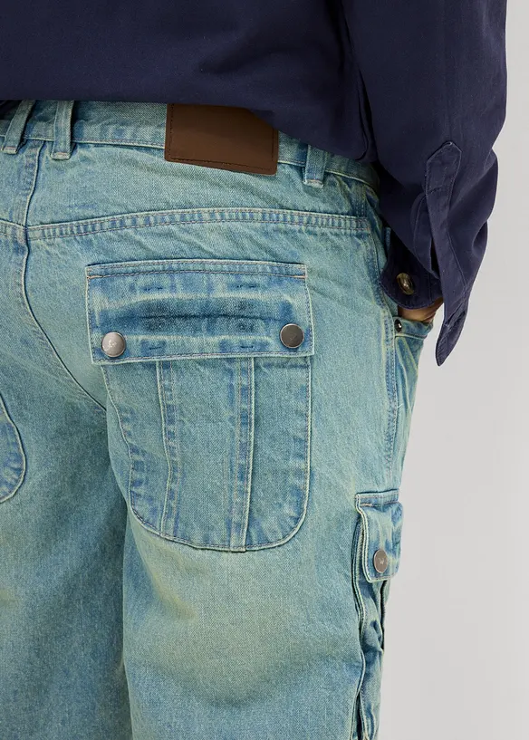 Cargo džínové bermudy, Regular Fit, bonprix