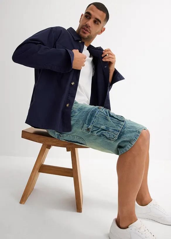 Cargo džínové bermudy, Regular Fit, bonprix