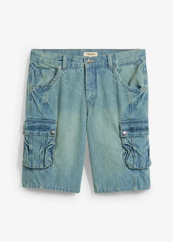 Cargo džínové bermudy, Regular Fit, bonprix