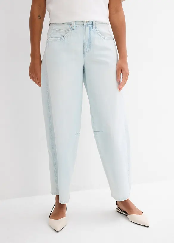 Balónové džíny Mid Waist, Super Soft, zkrácené, bonprix