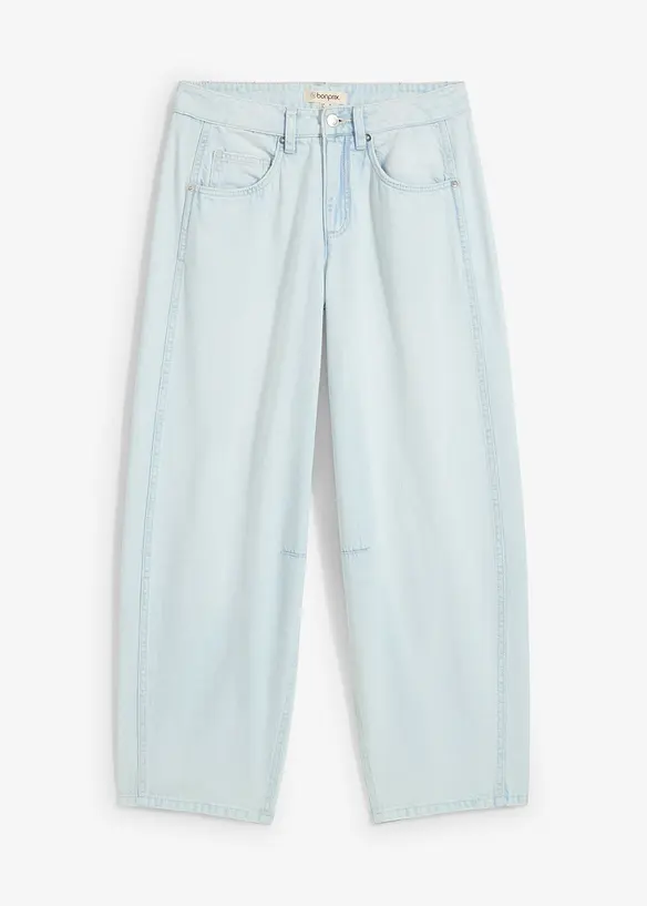 Balónové džíny Mid Waist, Super Soft, zkrácené, bonprix