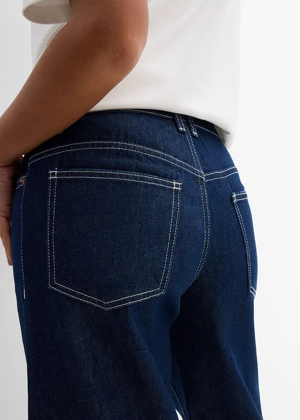 Džínové bermudy Mid Waist, Low Stretch, bonprix