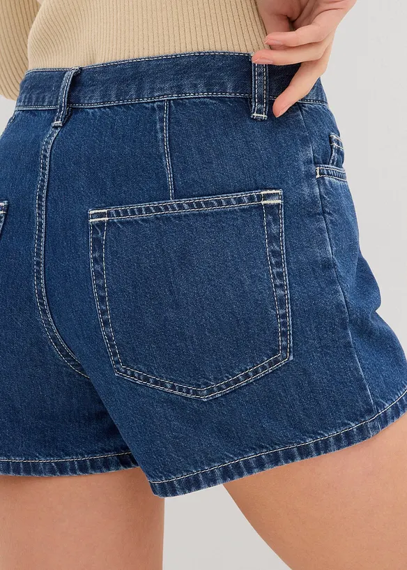 Džínová kalhotová sukně, Mid Waist, bonprix