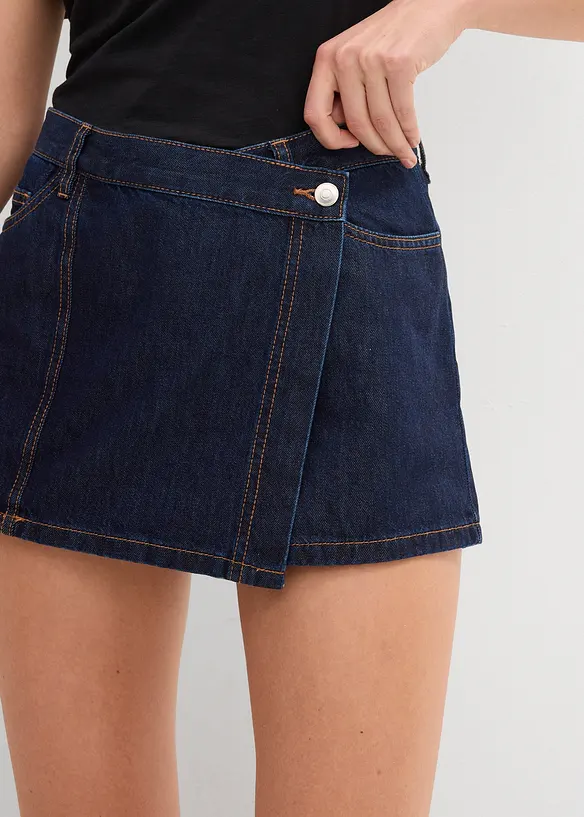 Džínová kalhotová sukně, Mid Waist, bonprix