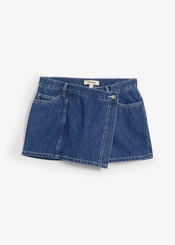 Džínová kalhotová sukně, Mid Waist, bonprix