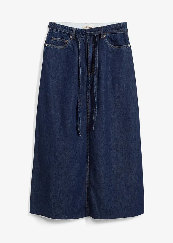 Džínová midi sukně, Mid Waist, Super Soft, bonprix