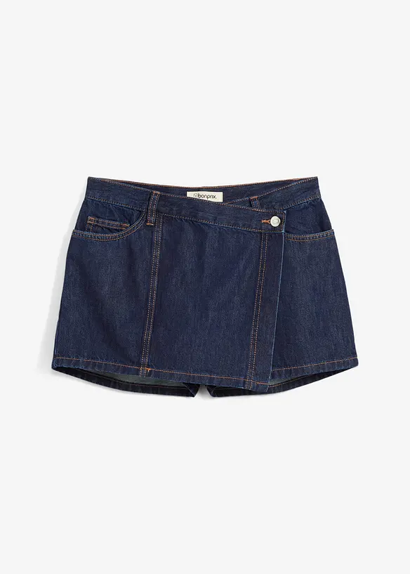 Džínová kalhotová sukně, Mid Waist, bonprix