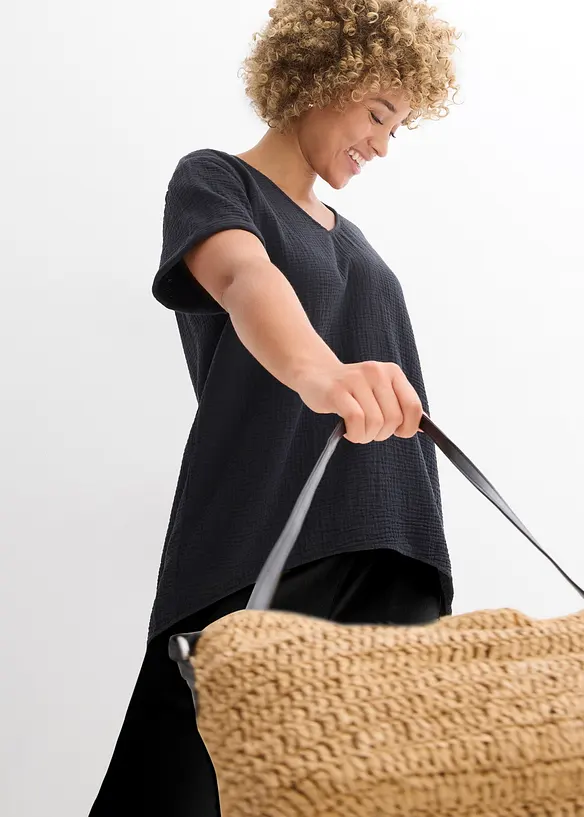 Úpletová tunika z jemného mušelínu, bonprix