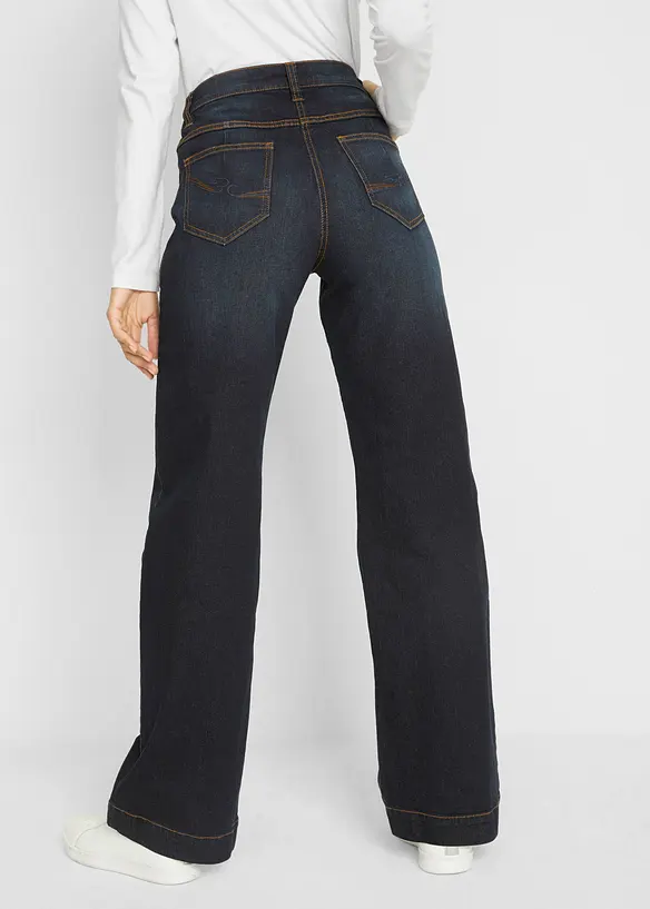 Džíny, Wide Leg, Mid Waist, pohodlný pas, bonprix