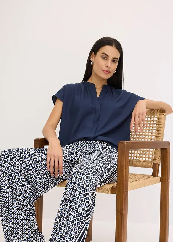 Halenka se skrytou knoflíkovou légou, krátký rukáv, bonprix