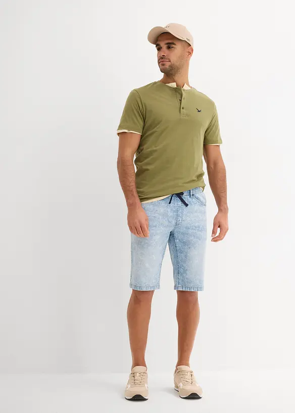 Lehké strečové džínové bermudy bez zapínání, Slim Fit, bonprix