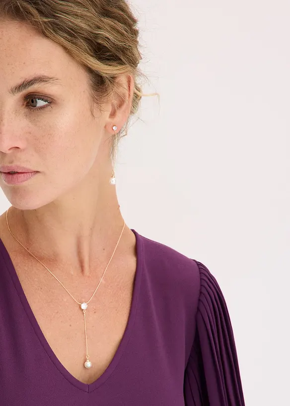 Náhrdelník + náušnice (3dílná souprava bižuterie), bonprix