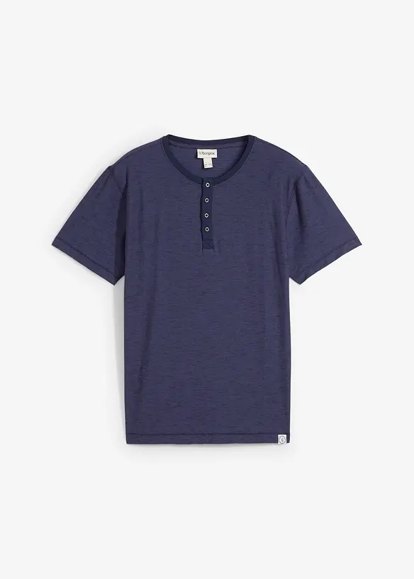 Tričko Henley, krátký rukáv, z čisté bavlny, bonprix