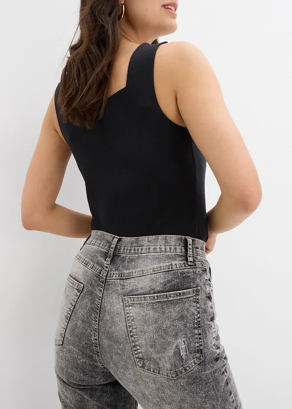 Džíny Mom s obnošenými efekty, High Waist, bonprix