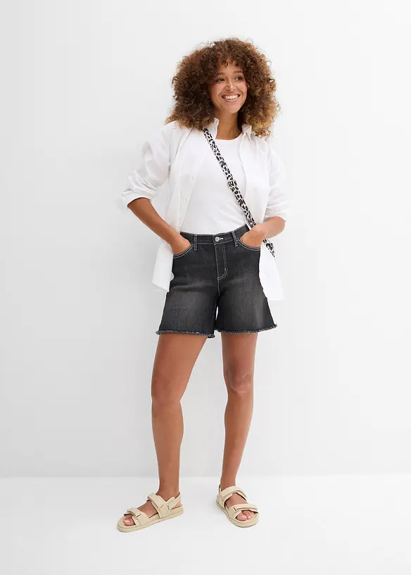 Strečové džínové šortky, Mid Waist, bonprix