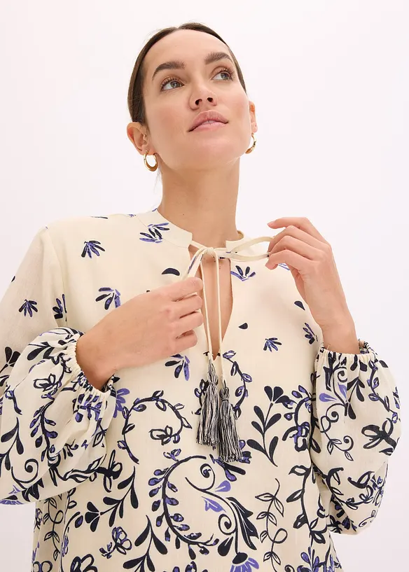 Krátké boho šaty se vzhledem lnu, bonprix