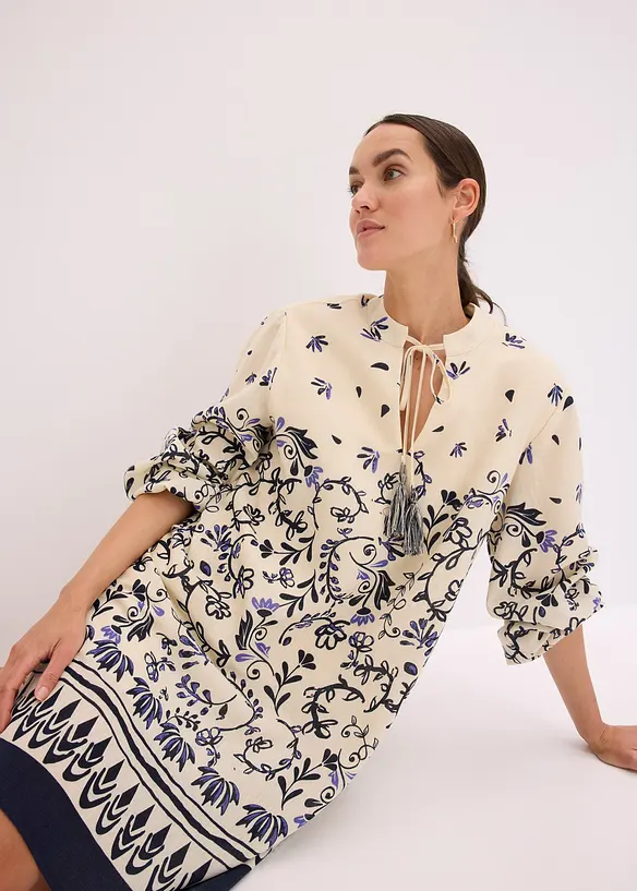 Krátké boho šaty se vzhledem lnu, bonprix