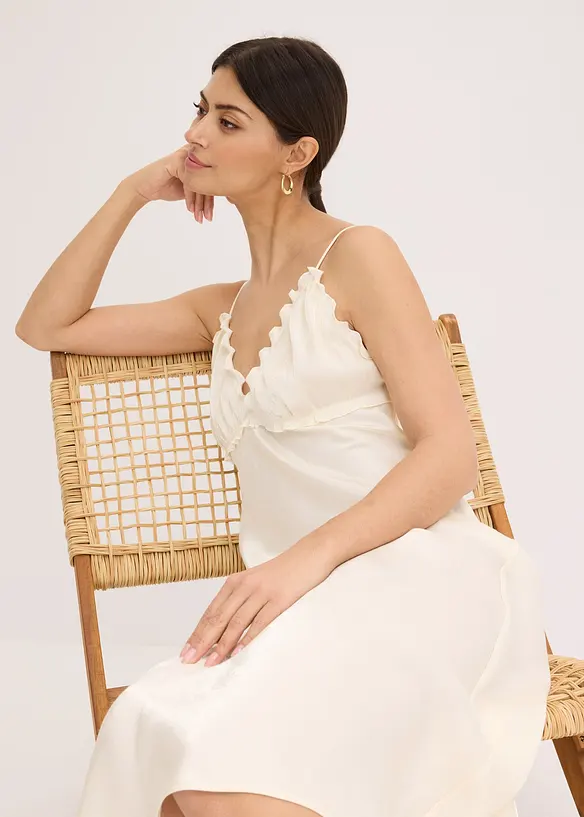 Dlouhé šaty ze splývavého saténu, bonprix