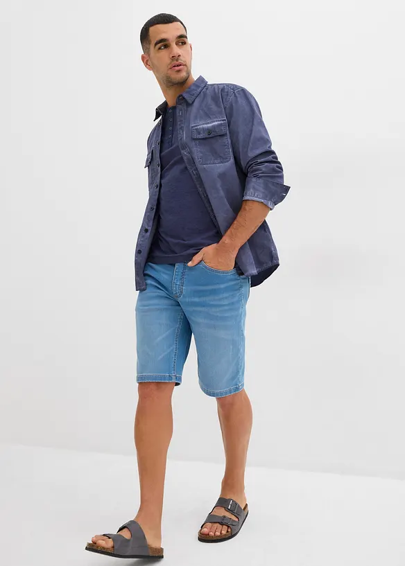 Tričko Henley, krátký rukáv, z čisté bavlny, bonprix