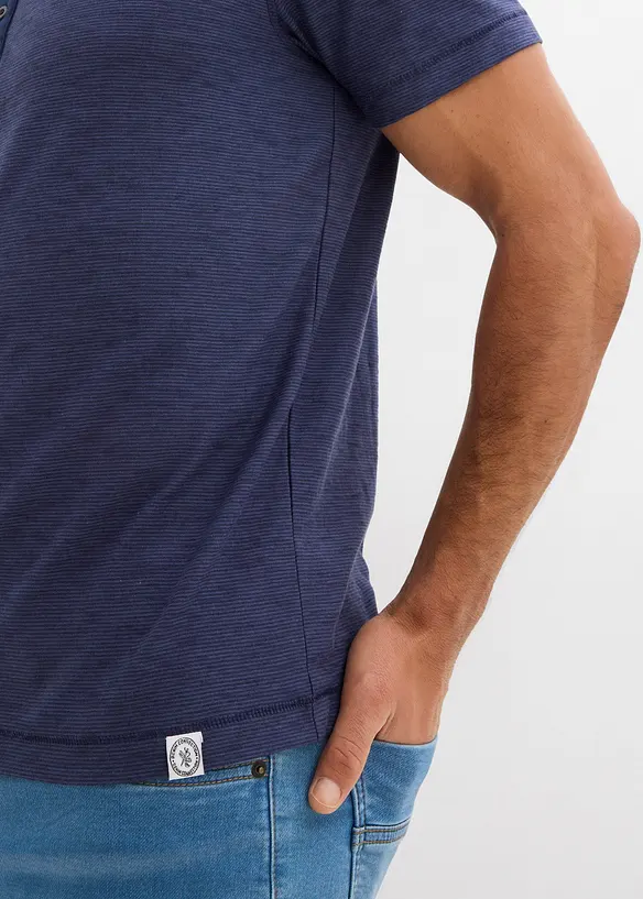 Tričko Henley, krátký rukáv, z čisté bavlny, bonprix