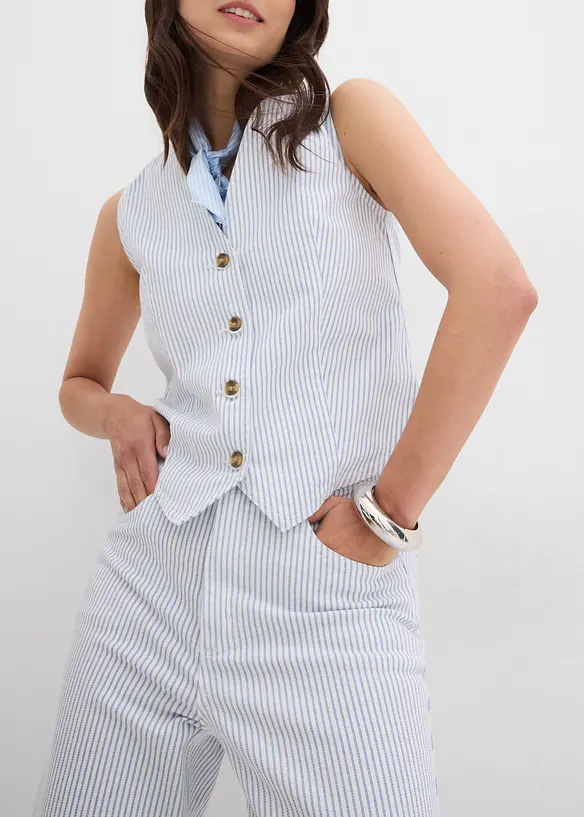 Džíny Wide Leg, High Waist, zkrácené, bonprix