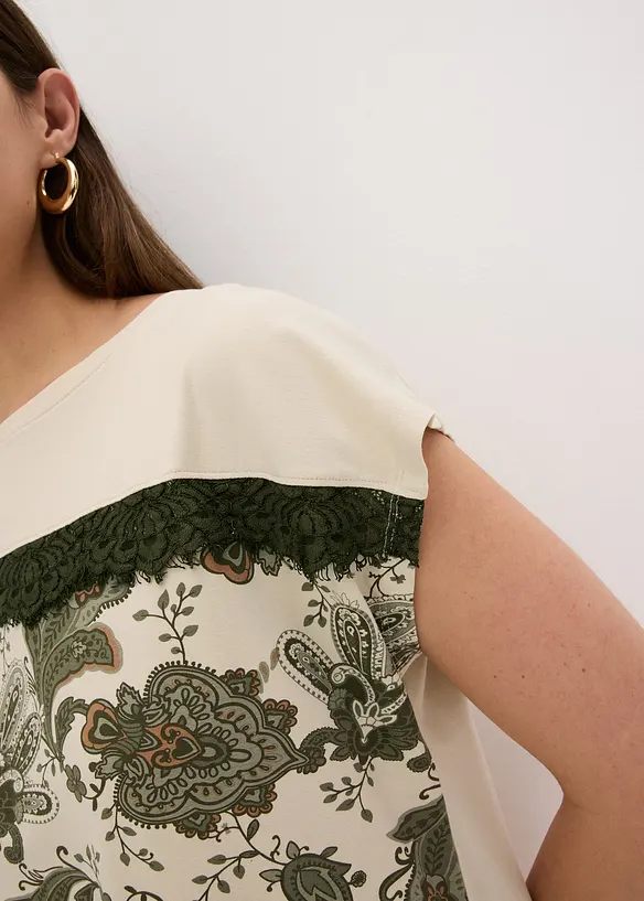 Oversize triko s krajkovou légou, bonprix