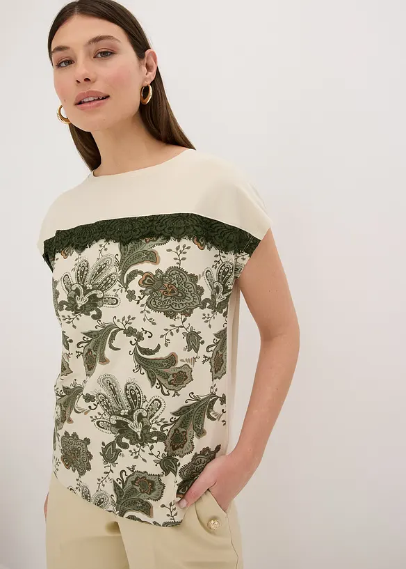 Oversize triko s krajkovou légou, bonprix