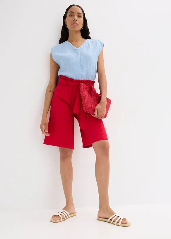 Bermudy bez zapínání, ze splývavé směsi s viskózou, bonprix
