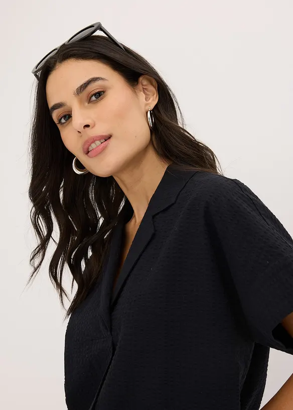 Volné šaty z bavlny, s vloženým skladem, bonprix