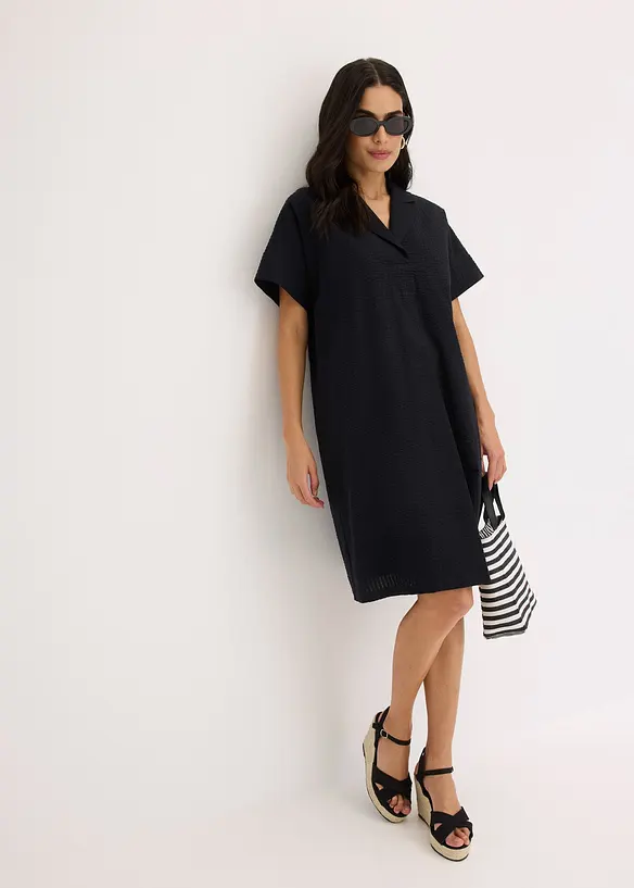 Volné šaty z bavlny, s vloženým skladem, bonprix