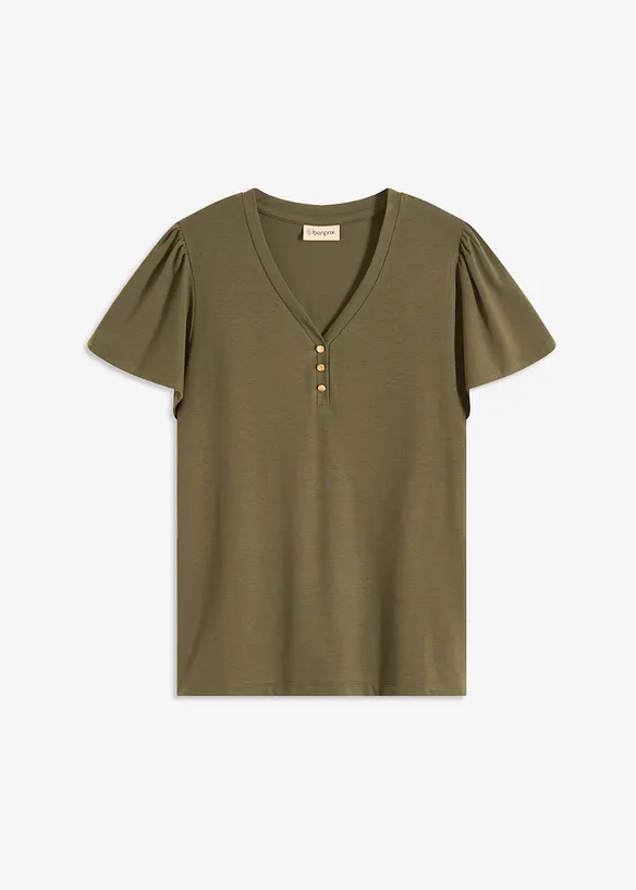 Tričko z viskózy, s knoflíky, bonprix