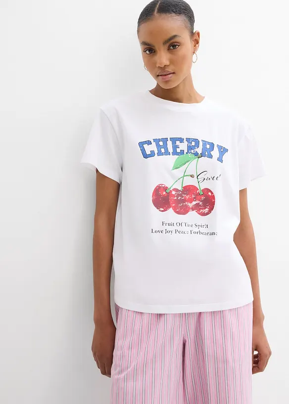 Tričko z čisté organické bavlny, s potiskem, bonprix