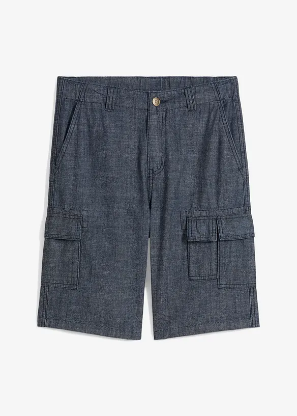 Dlouhé cargo šortky z kambriku, Regular Fit, bonprix