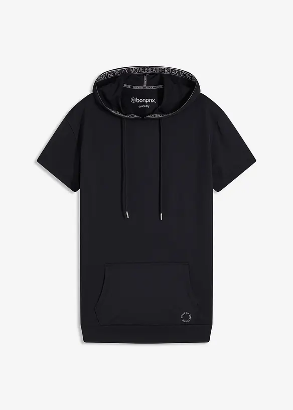 Oversize sportovní triko s kapucí, rychleschnoucí, bonprix