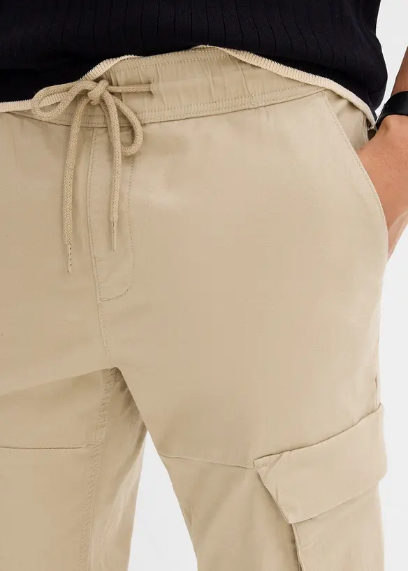 Cargo kalhoty bez zapínání Regular Fit, Straight, bonprix