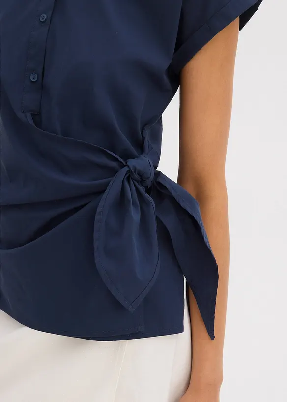 Halenka s krátkým rukávem a ozdobnou vázačkou, bonprix